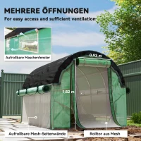 Outsunny 3 x 2 x 2 m polytunnelkas met zonneschermnet, oprolbare zijwanden, kunststofafdekking, stalen frame, groen(m-5)