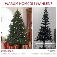 HOMCOM Kunstkerstboom 180 cm, Brede Kunstspar met 880 takken, Kerstboom met inklapbare stalen voet, Kerstdecoratie inclusief metalen standaard voor binnen(m-5)