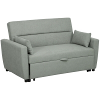 HOMCOM 2-zits sofa met bedfunctie, verstelbare rugleuning, gestoffeerde bank, fluweel-look, voor woonkamer, slaapkamer, lichtgrijs