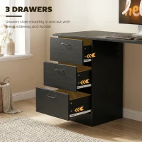 HOMCOM Computer Desk, Writing Table, PC Workstation with 3 Storage Shelves and Drawers, Handle, for Home Office, Black(m-5)