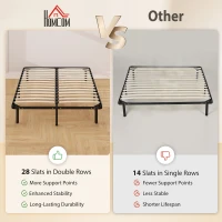 HOMCOM 4ft6 Double Bed Frame, Metal Platform Bed Frame with 2 x 14 Wood Slats, No Box Spring Needed, Underbed Storage, Black(m-4)