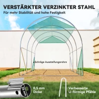 Outsunny 3 x 2 x 2 m polytunnelkas met zonneschermnet, oprolbare zijwanden, kunststofafdekking, stalen frame, groen(m-7)