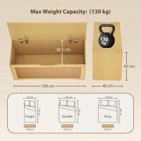 HOMCOM Cufăr de depozitare 108L Bancă de depozitare cu panou din ratan Capac Brațe de susținere pentru hol 80x40x45cm Stejar(m-3)