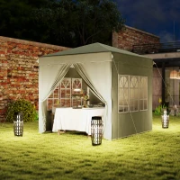 Outsunny 2,5 x 2,5 m pop-up paviljoen met zijwanden en draagtas, UPF50+ in hoogte verstelbaar tuintent, Cremewit(m-9)