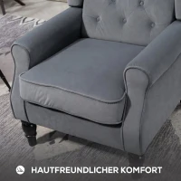 HOMCOM Elegante oorfauteuil, dik gevoerd, afneembare bekleding, 74 x 86 x 102 cm, grijs(m-6)