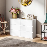 HOMCOM Kommode mit 6 Schubladen, Moderne Aufbewahrungsmöbel für das Schlafzimmer, Weiß(m-9)