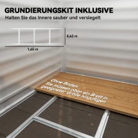 Outsunny Metalen Tuinhuis 2,3m² 142x184x181cm – Tuinschuur met Fundament, Lessenaarsdak, Raam, Slot & Handschoenen – Weerbestendig Gereedschapshuis voor Achtertuin – Lichtgrijs(m-5)