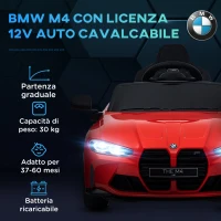 AIYAPLAY Macchina Elettrica per Bambini a Licenza BMW M4 con Telecomando, Clacson e Fari, 108x69.5x51 cm, Rossa(m-4)
