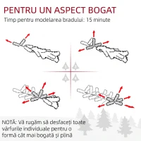 HOMCOM Brad de Crăciun înzăpezit cu 405 ramuri și lumini LED albe din plastic și metal, Ø57x210 cm, verde(m-7)