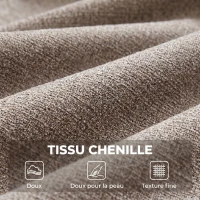 HOMCOM Fauteuil Salon, Fauteuil d'Appoint Rembourré en Chenille avec Dossier Courbé et Accoudoirs, Pieds en Métal, Marron Clair(m-5)