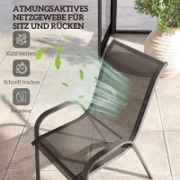 Outsunny Tuinstoel 4-delig stapelbaar - Stalen Tuinstoelen met Armleuningen en Rugleuning, tot 120 kg, Zwart(m-5)
