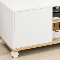 HOMCOM TV-meubel op wielen met remmen, tv-meubel met kast en verstelbare plank, wit en eiken(m-12)