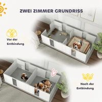 PawHut Werpkist voor puppy's, hondenren, puppyren met antislip vloerglijders en deur, houten honden werpkist, puppyren voor middelgrote honden, 196 x 96 x 48 cm, wit(m-5)