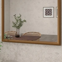 HOMCOM Espelho de Parede 65x110 cm com Moldura de Madeira em Forma de Janela Espelho Decorativo para Sala Quarto Castanho Escuro(m-9)