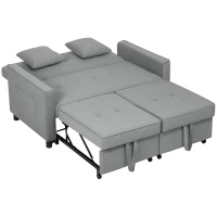 HOMCOM 4-in-1 bank, verstelbare sofa, slaapbank, met kussens, stoffen bekleding, voor woonkamer, slaapkamer, grijs(m-10)