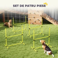 PawHut Set 4 Obstacole pentru Agility Dog, Antrenament Câini, Înălțime Reglabilă, cu Geantă de Transport, Galben(m-5)