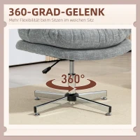 HOMCOM bureaustoel zonder armleuningen, brede ergonomische draaistoel in linnenlook, in hoogte verstelbaar, ideaal voor thuiswerken, grijs(m-6)