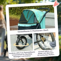 PawHut Hundebuggy, Haustierwagen für kleine Hunde und Katzen, mit Aufbewahrungskorb, Ein-Klick-Faltdesign, Türkis(m-6)