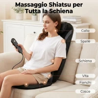 HOMCOM Sedile Massaggiante con Calore, Shiatsu e Impastamento per Schiena, Vibrazione per Fianchi e Cosce, Nero(m-4)