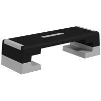 SPORTNOW Stepper ad Altezza Regolabile con Gradini Rimovibili e Fondo Antiscivolo, in ABS, 97x36x15/20/25 cm, Grigio(m-1)
