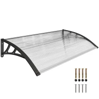 Outsunny Deurluifel/raamluifel, weersbestendig, transparant, aluminium stangen/polycarbonaat, 110 x 60 x 18 cm(m-12)