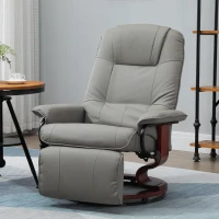 HOMCOM Relaxsessel Fernsehsessel Liegesessel Kunstleder 360° Drehstuhl 145° neigbar Grau 78 x 87 x 100 cm(m-2)