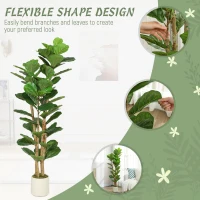 HOMCOM 150cm Artificial Fiddle Leaf Fig Tree - Green(m-6)