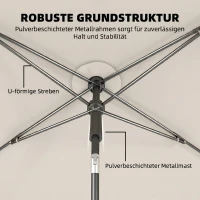 Outsunny Parasol 183 x 122 cm, waterafstotend balkonparasol met 3-voudige kanteling, met 8 ribben, beige(m-7)