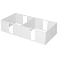 PawHut Werpkist voor puppy's, hondenren, puppyren met antislip vloerglijders en deur, houten honden werpkist, puppyren voor middelgrote honden, 196 x 96 x 48 cm, wit(m-10)
