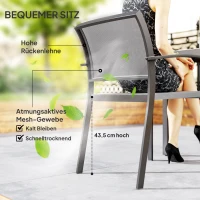 Outsunny 3-delig eetset, buitentafel in houtlook, 2 stoelen, weerbestendig, stalen frame, terrasmeubels, Grijs(m-6)