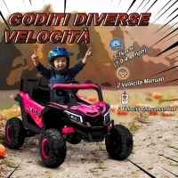 AIYAPLAY Macchina Elettrica per Bambini UTV 12V con Cintura, Telecomando, Sospensioni, USB, 3-7 km/h, 3-5 Anni, Rosa(m-5)