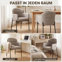 HOMCOM Moderne accentstoel, chenille fauteuil met hoogdicht schuim, ergonomische rugleuning, metalen poten, lichtbruin(m-6)