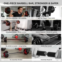 SPORTNOW 20kg Adjustable Barbell Weights Set for Home Gym, Strength Training(m-5)
