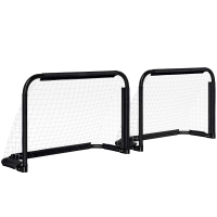HOMCOM Conjunto de 2 Balizas de Futebol Dobráveis Portáteis com Suporte de Metal e Rede para Treino de Futebol 90x36x60 cm Preto