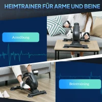 SPORTNOW Mini-trainingswiel, voetpedaaltrainer, trainingsapparaat met 8 weerstandsniveaus, LCD-display, metaal, kunststof, zwart(m-4)