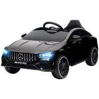AIYAPLAY Kinder elektrische auto, afstandsbedienbaar, met transportrollen, LED-lichten, toeter, voor kinderen van 3-6 jaar, Zwart(m-10)
