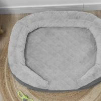 PawHut Hundebett für Hunde bis 25 kg, abnehmbarer Bezug, rutschfeste Füße, 90 x 78 x 25 cm, Grau(m-8)