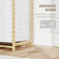 HOMCOM Wasmand met waszak, stoffen lade, bamboe, 70x36x70 cm, Wit/Hout(m-7)