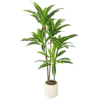 HOMCOM 150cm Lifelike Fake Tree, Artificial Dracaena Tree with Bendable Trunks, Green(m-11)