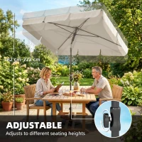 Outsunny Parasol 183 x 122 cm, waterafstotend balkonparasol met 3-voudige kanteling, met 8 ribben, beige(m-4)