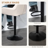 HOMCOM Barkrukken Set van 2 Retro-Design Verstelbaar Kunstleer Linnenlook Crème + Zwart(m-7)