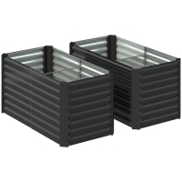Outsunny Hoogbed 2-delige set, plantenbak, extra diep, metaal, 120 x 60 x 60 cm Donkergrijs