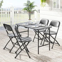 Outsunny Conjunto de Mesa e Cadeiras de Jardim com Mesa Dobrável Ajustável de 55 a 74 cm e 4 Cadeiras Dobráveis para Terraço Cinzento(m-10)