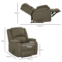 HOMCOM Relaxsessel, Liegefunktion und Fußstütze, verstellbar, bis 150 kg, Stahlrahmen, 90 x 96 x 98 cm, Braun(m-3)