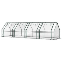 Outsunny Kas met ritsvenster, winterbestendige buiskas van staal 360 x 90 x 90 cm transparant(m-10)