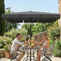 Outsunny Sonnenschirm rechteckig Balkonschirm mit 3-facher Neigung Strandschirm mit 8 Streben 183x122x222 cm Dunkelgrau(m-10)