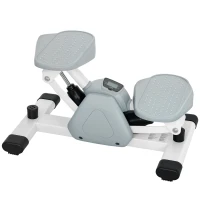 SPORTNOW Mini-stepper, stepmachine voor workouts en fitnessoefeningen, met LCD-monitor en antislippedalen, grijs(m-10)