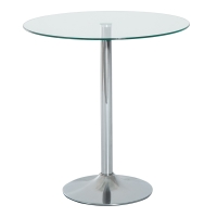 HOMCOM Mesa de Comedor Redonda para 2 Personas Mesa de Cocina Moderna con Superficie de Vidrio Templado para Salón Plateada