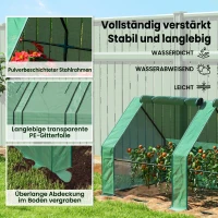 Outsunny Kas met ritssluitingsramen, winterbestendig foliekas van staal 360 x 90 x 90 cm groen(m-5)
