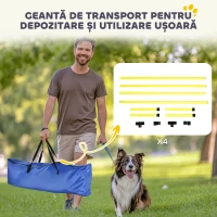 PawHut Set 4 Obstacole pentru Agility Dog, Antrenament Câini, Înălțime Reglabilă, cu Geantă de Transport, Galben(m-6)